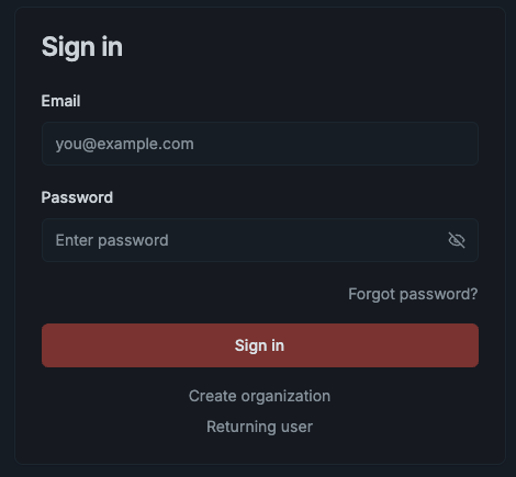 SecurX sign-in screen with email and password fields and a Forgot password link.